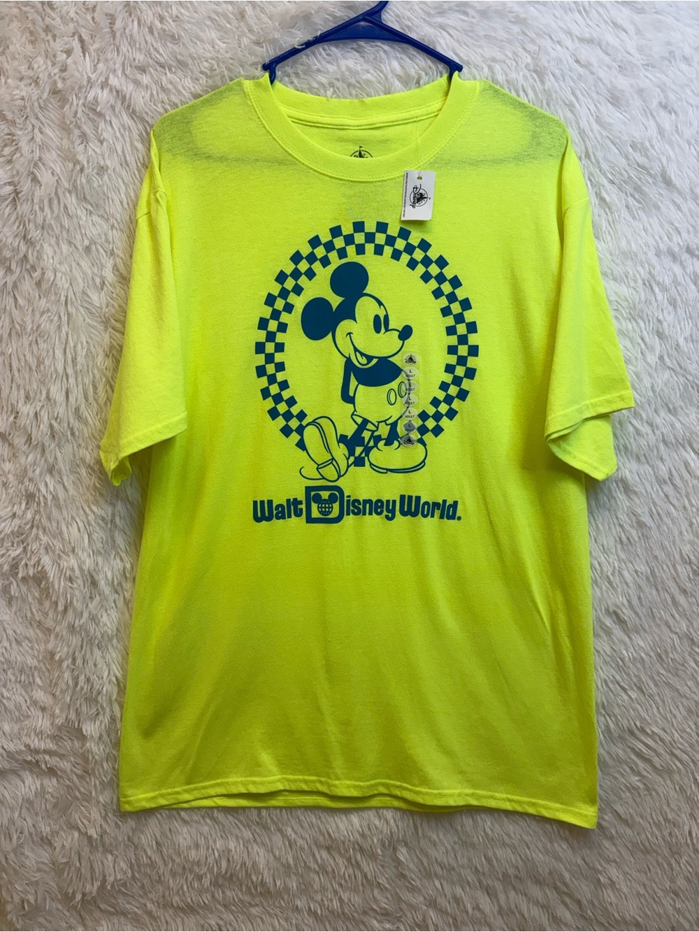 Walt Disney World Neon Bright Yellow Mickey Mouse Graphic Tee | NWT | Size Large